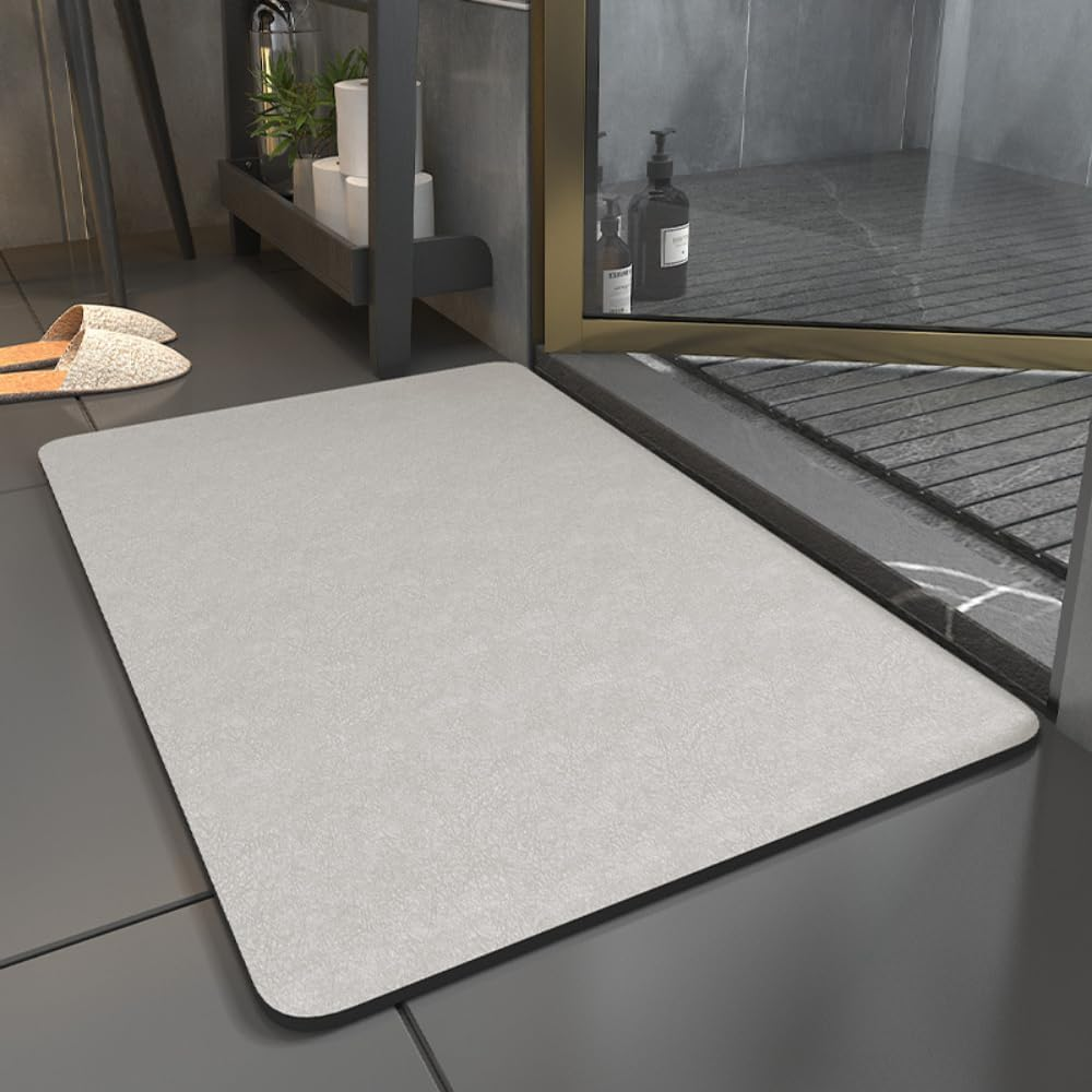 Super Absorbent Quick Dry Non Slip Washable Beige Bath Mat for Small to Medium Spaces  