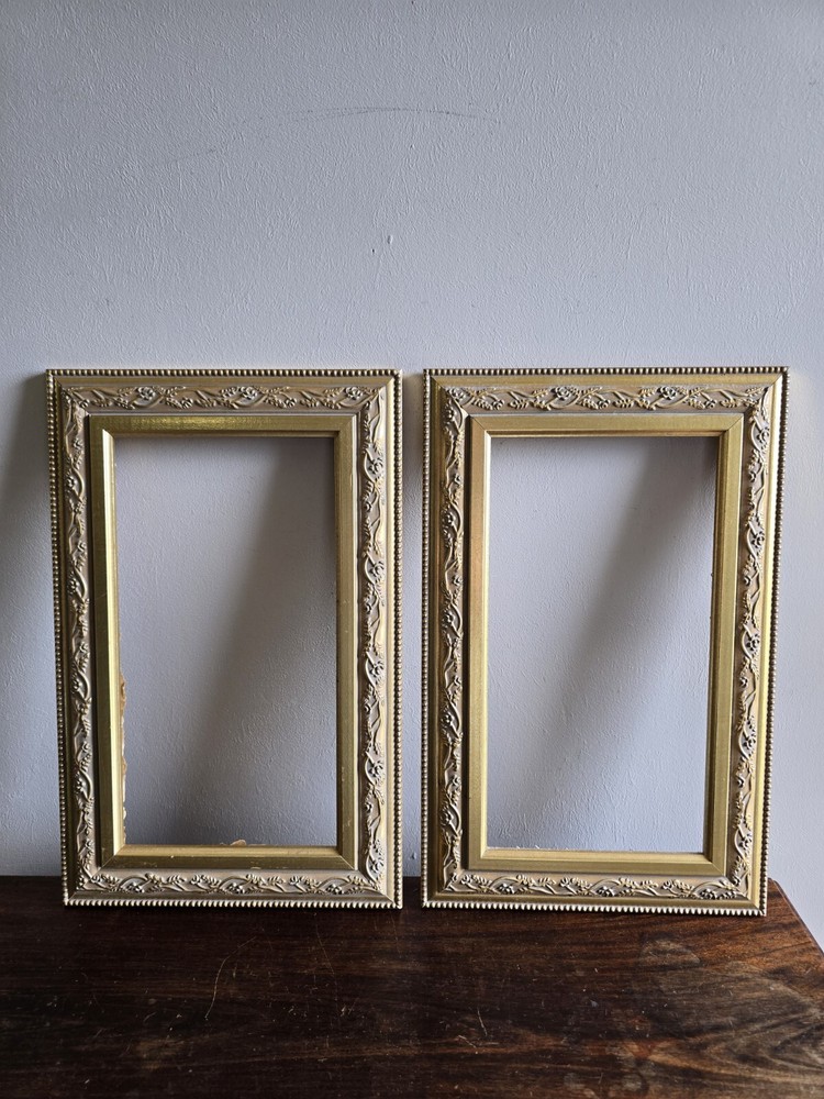 Set Of 2 Ornate Gold Solid Wood 13 X 7 