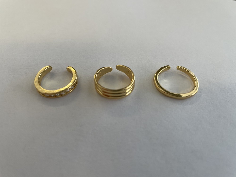 3 Piece Sexy Gold Toe Rings Adjustable  14.4 mm /.56 inches