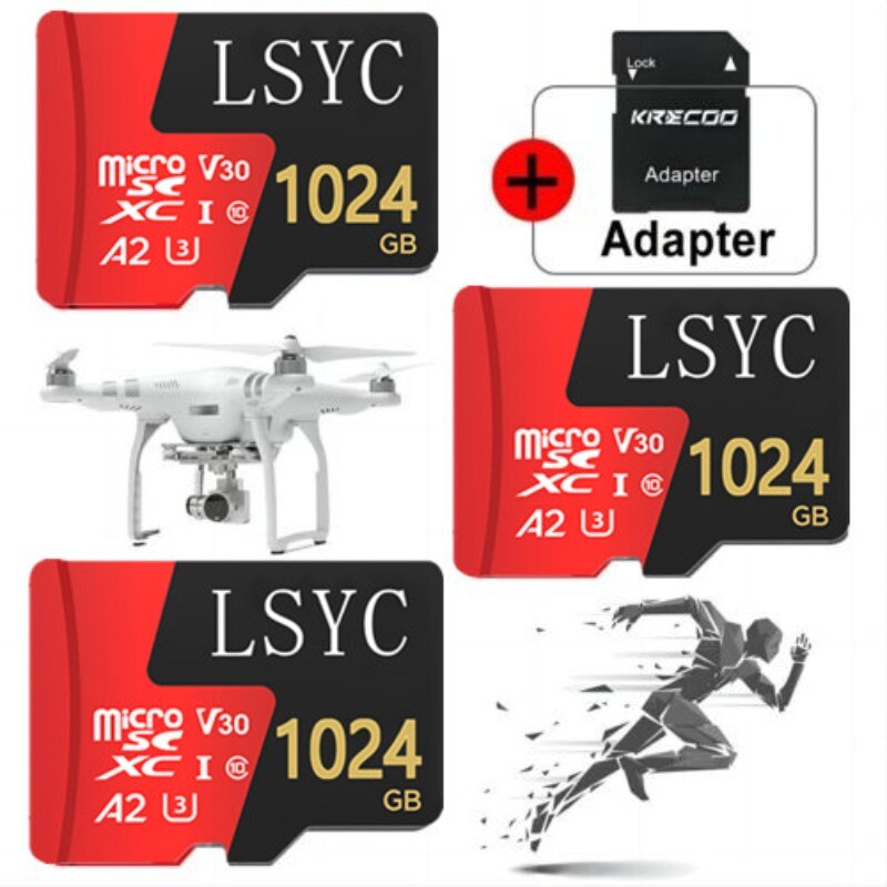 1TB Memory Card for Camera Cam, Tablet Micro SDHC TF Flash Class 10 Memory Card