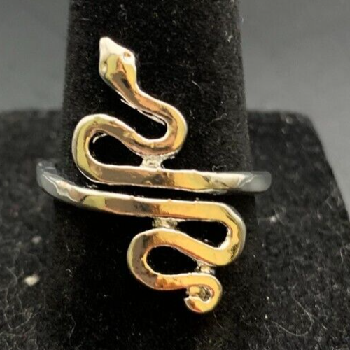 Vintage Antique Silver Tone Snake Ring - Size 8