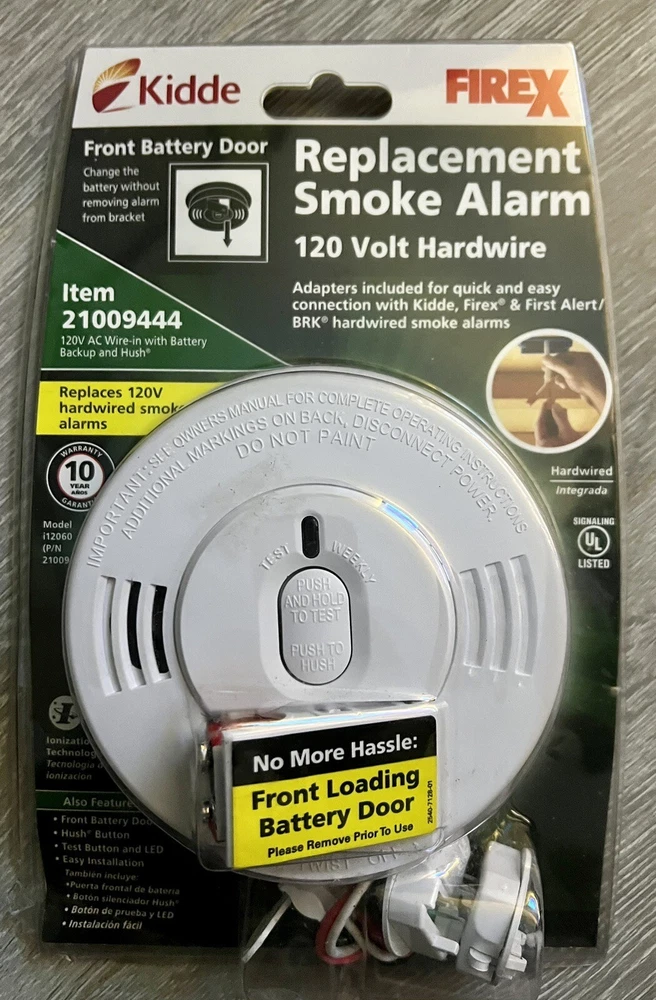 Kidde 21029886 Firex Smoke Detector Hardwired with Battery Backup Front Load D