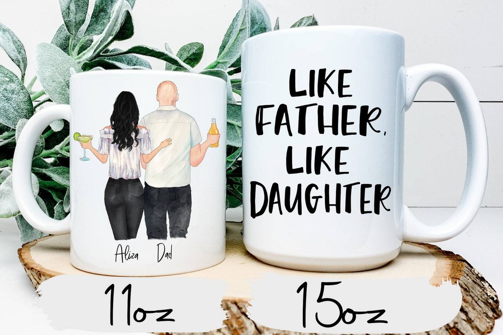 Like Father Like Daughter Personalized Ceramic Coffee Mug Custom Name For Dad Gi