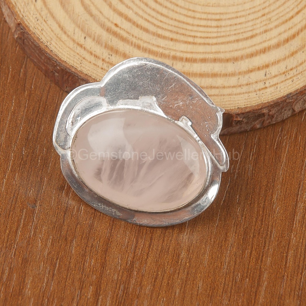 Christmas Sale 925 Silver Rose Quartz Gemstone Trendy Bezel Wife Wedding Pendant-image