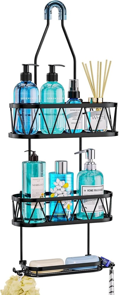 HapiRm シャワーキャディオーバーヘッド、11.02 * 4.37 * 26.3 インチ、A-ブラック