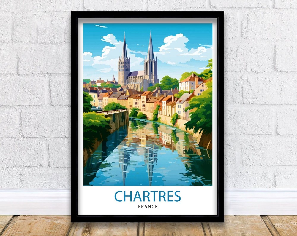 Chartres France Travel Print Chartres Wall Decor Chartres Poster France Travel