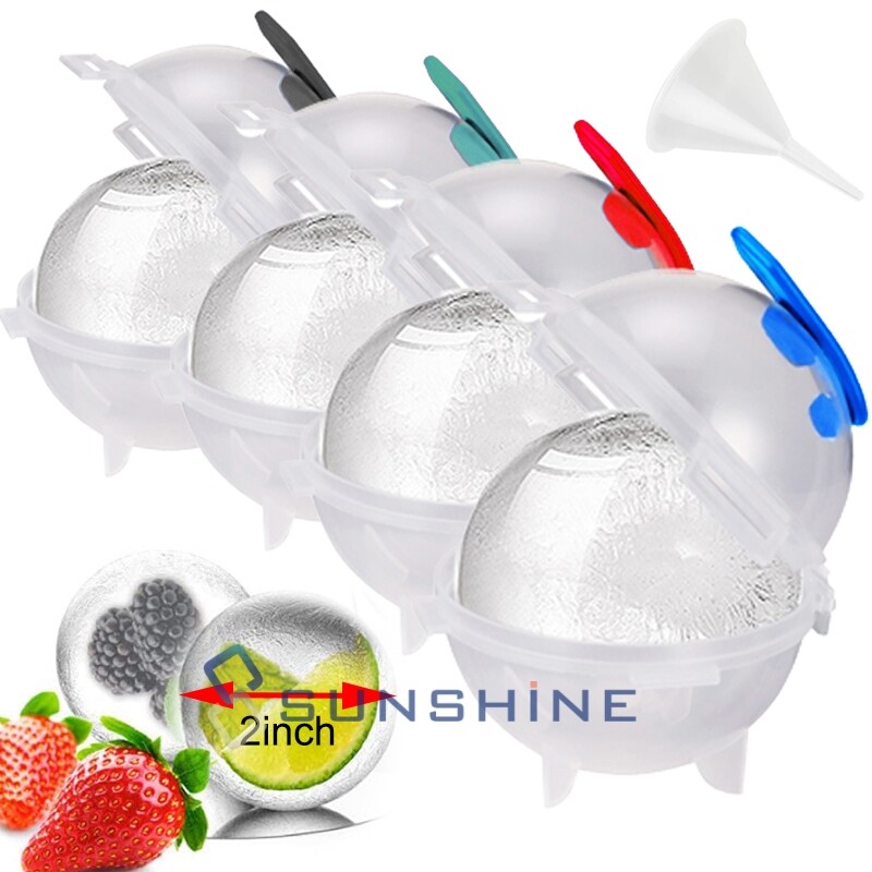 2inch Round Ice Cube Ball Maker Tray Silicone Sphere Mold Whiskey Cocktails