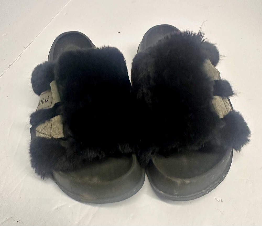 Kuailu Woman’s Fuzzy Adjustable Arch Support Slipper Size 8