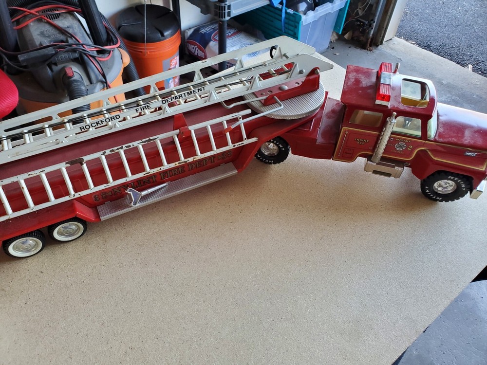 VTG Nylint Toy Metal Hook And Ladder Fire Truck - Rockford Fire Department