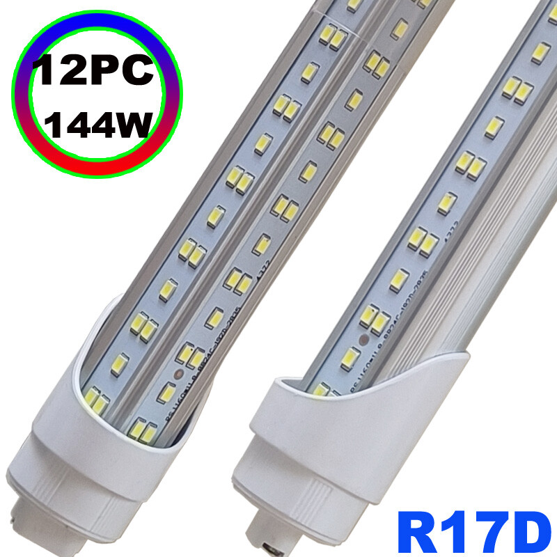 8ft T8 R17D LED Tube Light 144W 6500K Shop Light Bulbs 12 Pack  