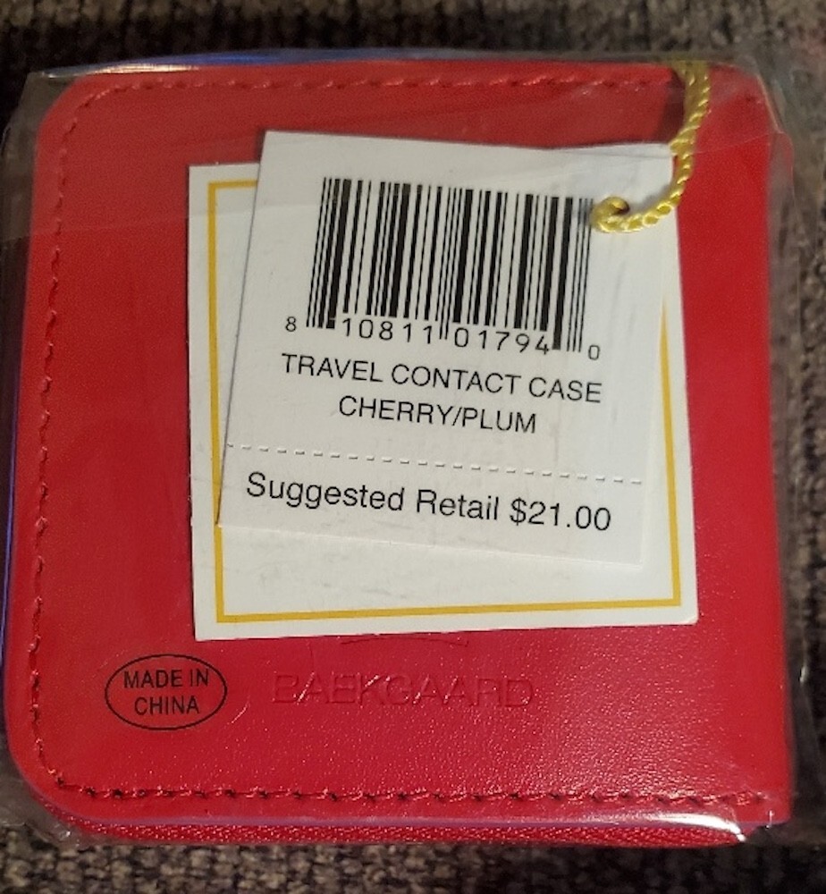 BAEKGAARD Vera Bradley Faux Leather Zippered Contact Case; Cherry/Plum NWT!