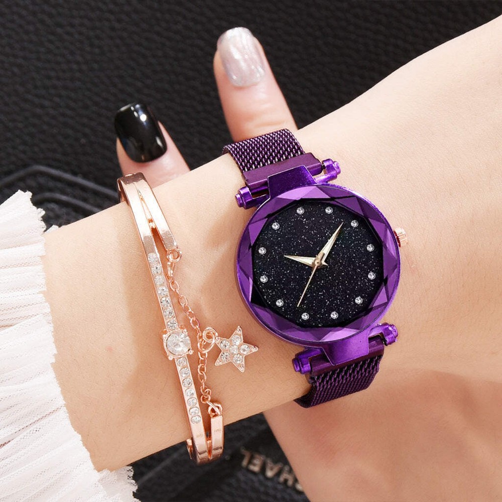 Elegant Starry Sky Women's Watch and Bracelet Set with Magnetic Buckle - Fashion