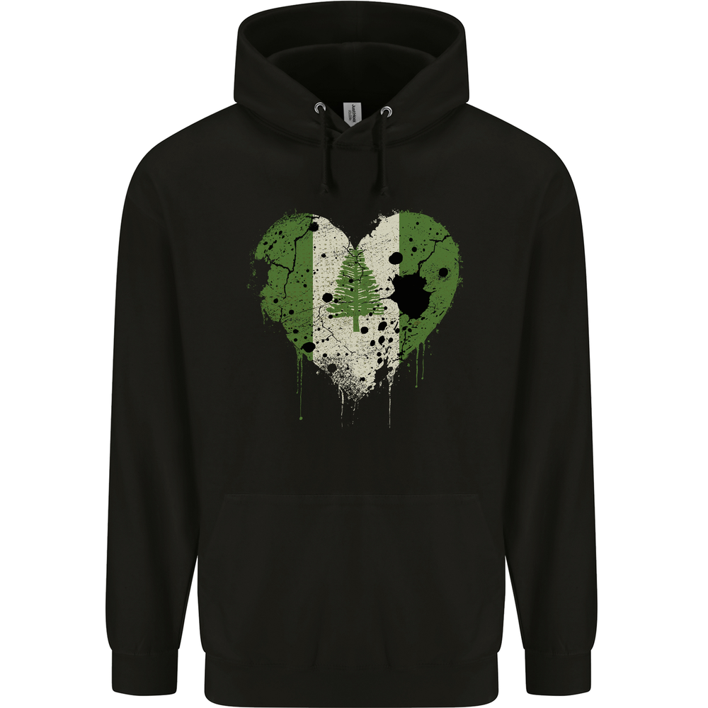 Love Flag Norfolk Island Football Mens 80% Cotton Hoodie