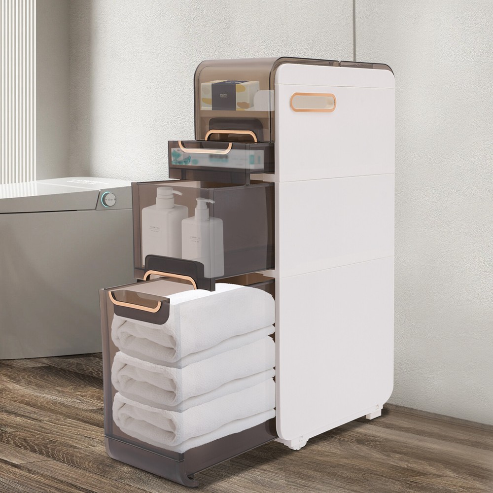 White 3-Drawer Bathroom Floor Cabinet for Side Storage & Organization  