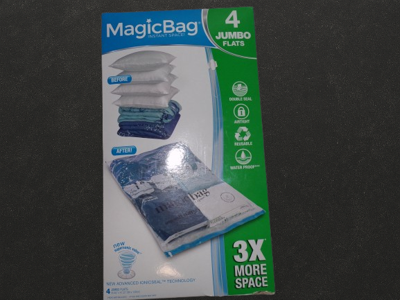 MagicBag Instant Space Saver Set of 3 Jumbo Flats Airtight Bags Reusable J59