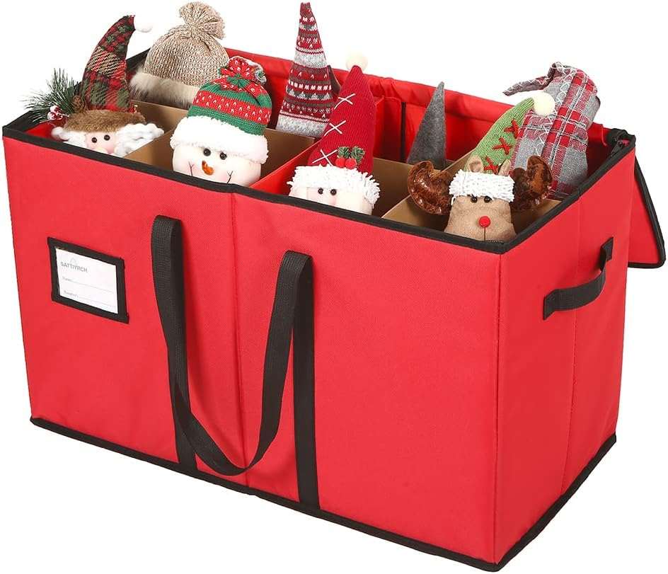 Christmas Figurine Storage Box & Xmas Figurine Container,600D Canvas Ornament St