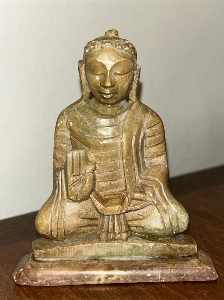 Handmade 3.5 Inch Carved Stone Buddha Hindu Statue from India