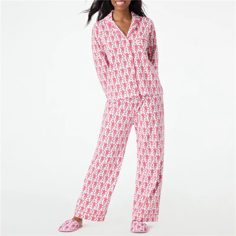 Roller Rabbit Monkey Pajamas Preppy Pjs Cute Pj Pants Sets For Women Y2k