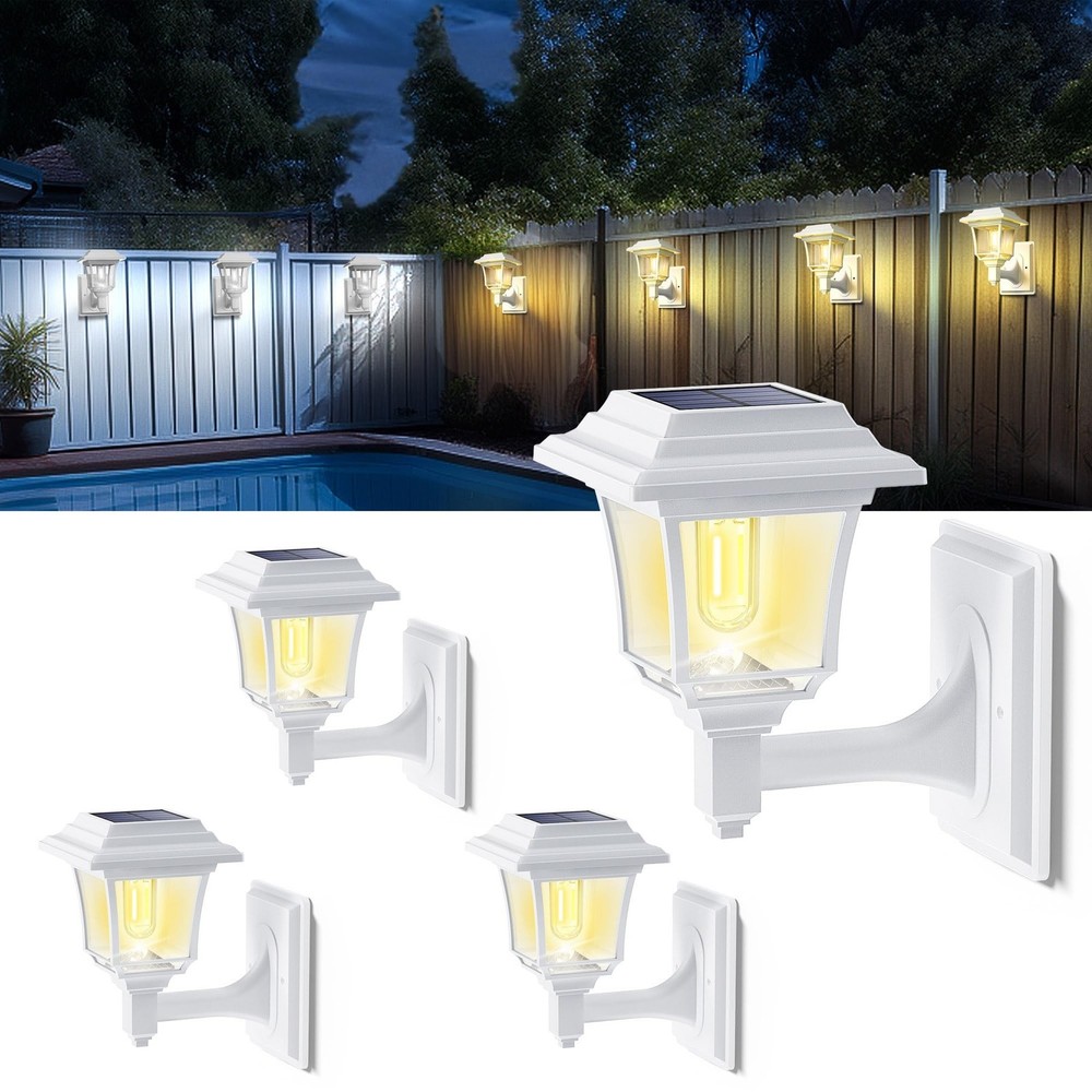 LeiDrail Solar Fence Lights, 2 Modes Edison Bulb Solar Wall Lanterns, Outdoor...