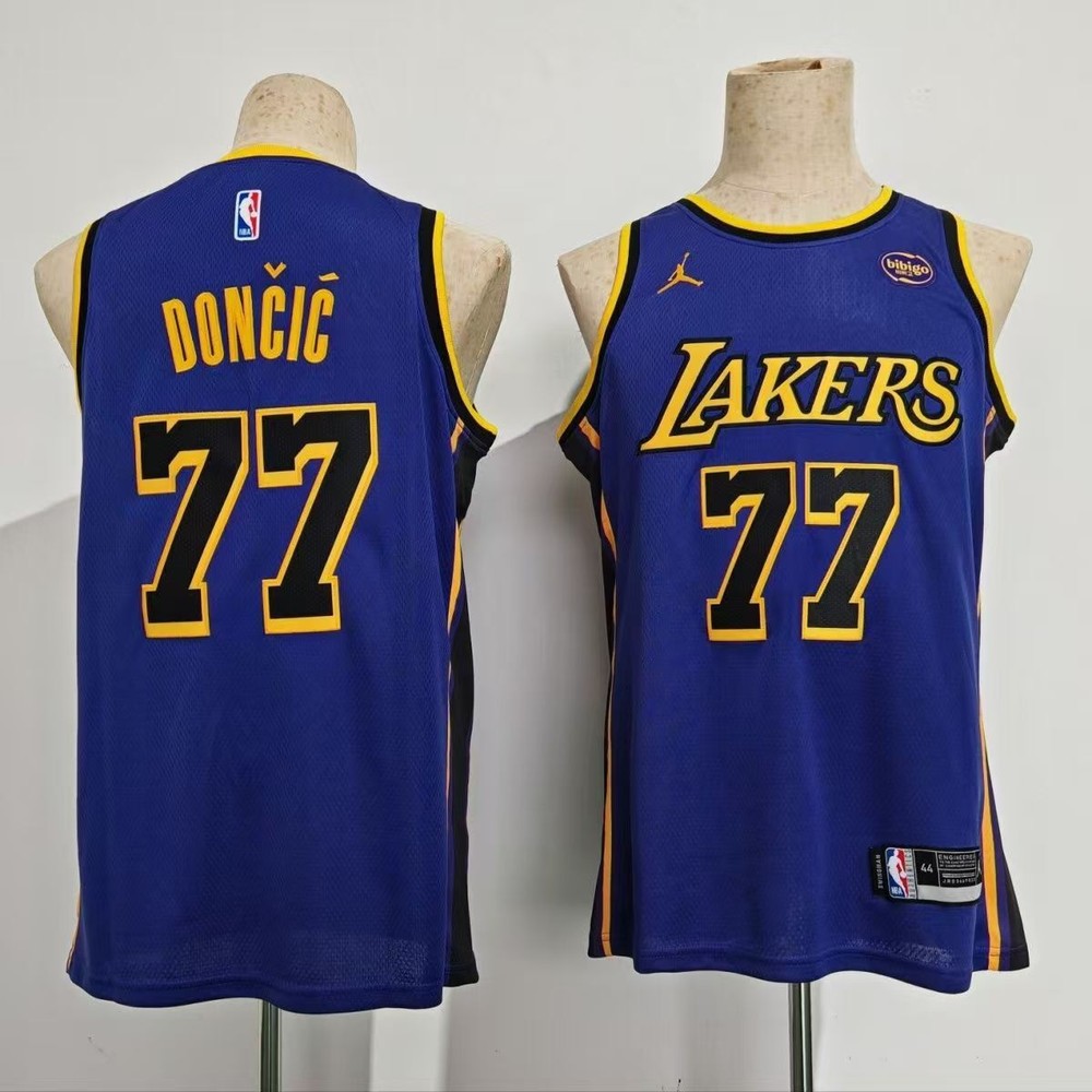 Luca Doncic #77 Los Angeles Lakers Purple Throwback Jersey Size Large Stitched