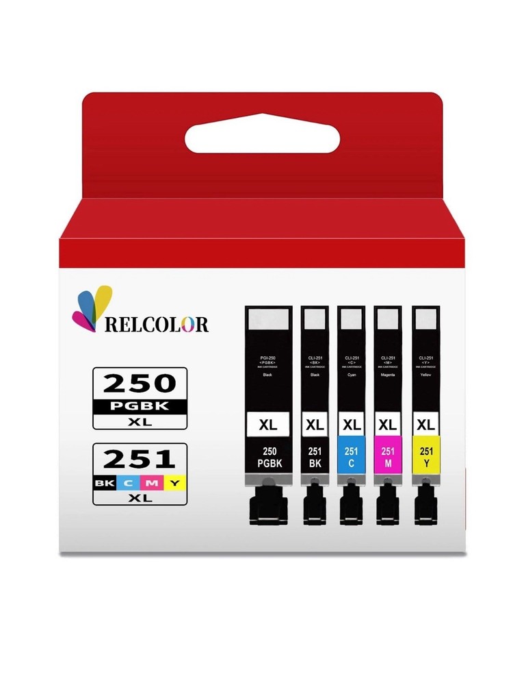 5pk Ink Cartridge For Canon PGI-250XL CLI-251XL Pixma MG5420 MG5520 MX722 MX922