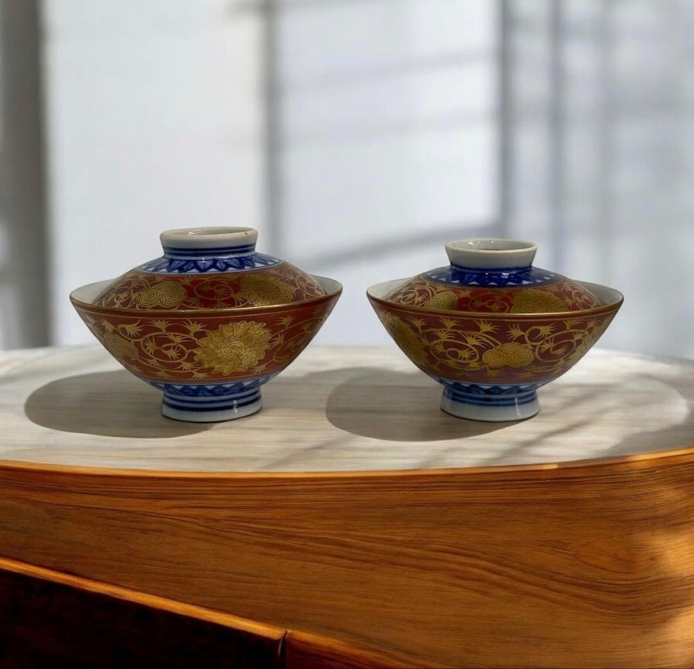 Japanese Kutani Ware item gold color Eiraku style with lid pair couple 26 sets 3