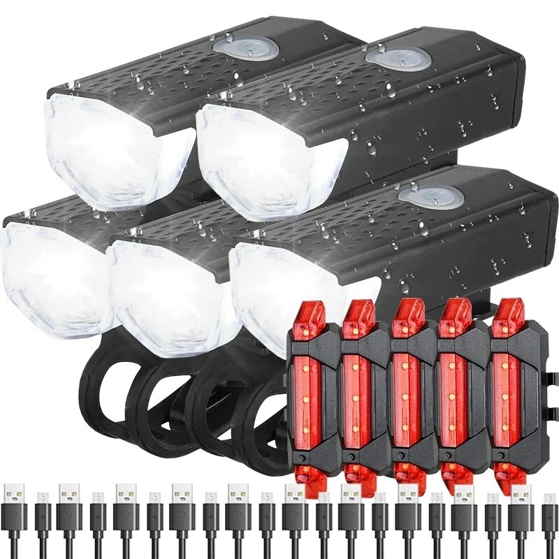 Rechargeable MTB Bike Headlight and Taillight Set for Cycling Safety