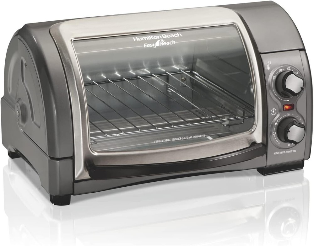 4-Slice Toaster Oven with Roll-Top Door 3 Functions 1200W