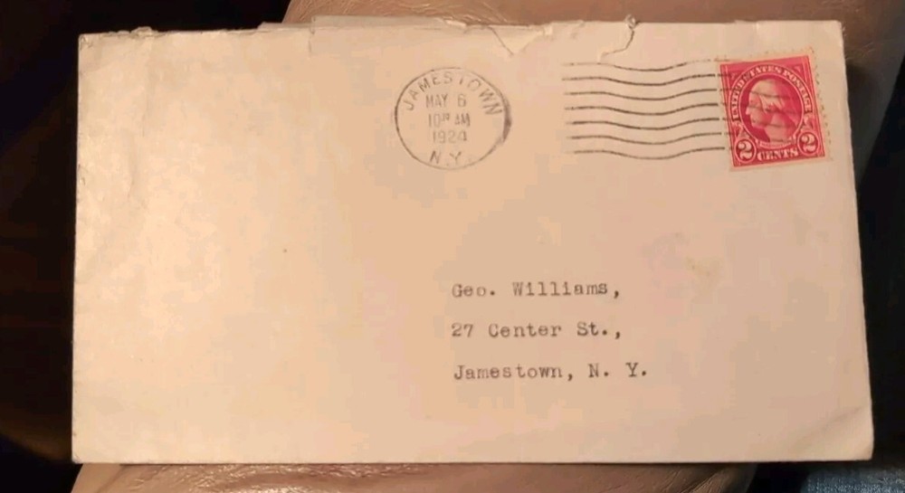 1924 Letter With George Washington Red  Stamp 2 Cent On Envelope