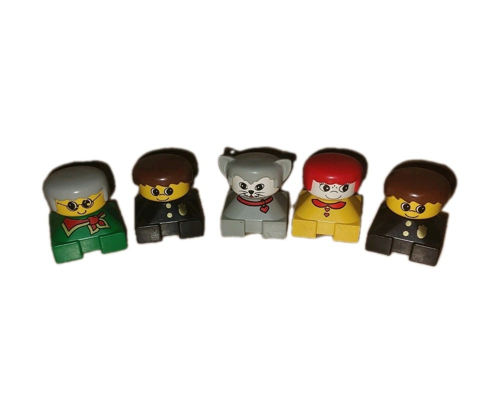 Vintage Lego Duplo Lot with 4 People 1 Cat and Sheriff Figure