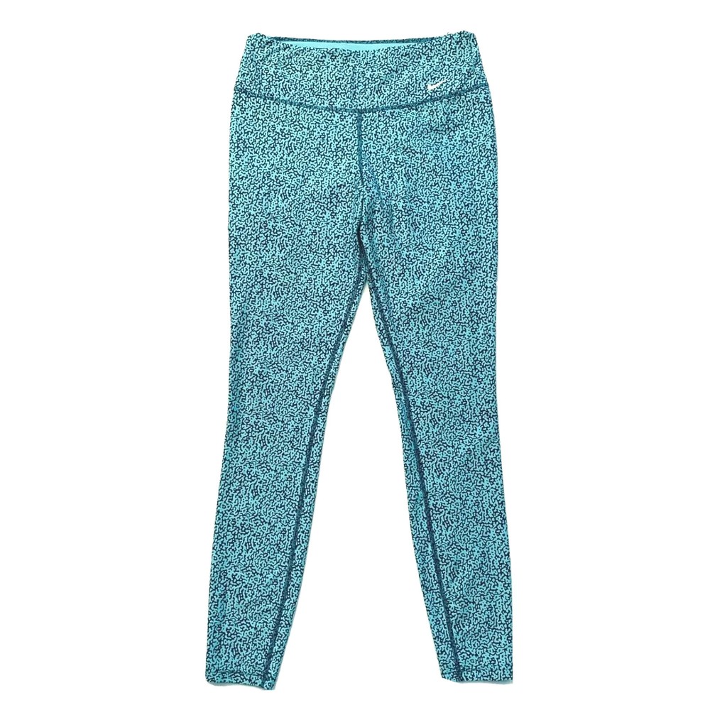 Nike Dri Fit Pants Womens Medium Blue Slim Leggings Printed Active Yoga