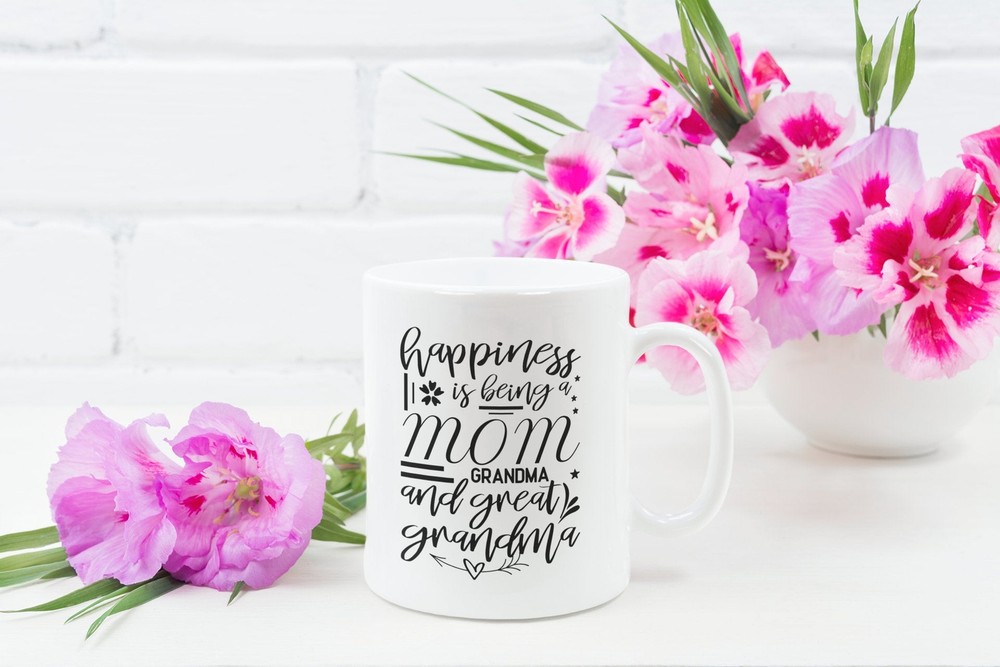 From Family Funny Coffee Mug Happiness Being A Mom Grandma And Great Grandma