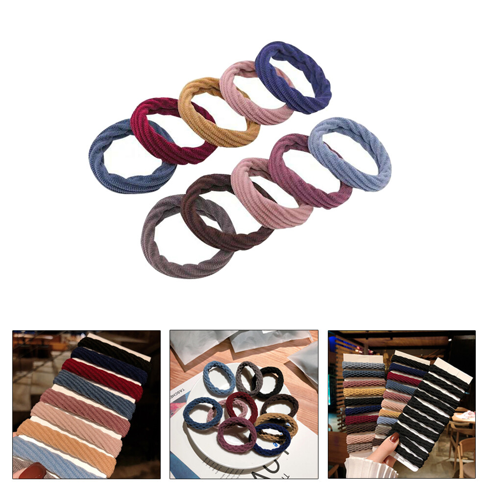 10Pcs Thick Snag-Free Elastic Hair Scrunchies for Ponytails and Bobbles
