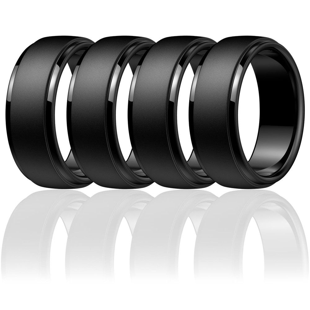Egnaro Men's Silicone Wedding Rings: 11.5-12, SETA-Black