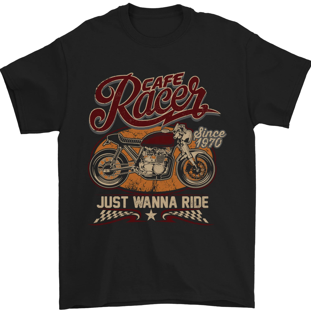 Just Wanna Ride Cafe Racer Motorbike Biker Mens T-Shirt 100% Cotton