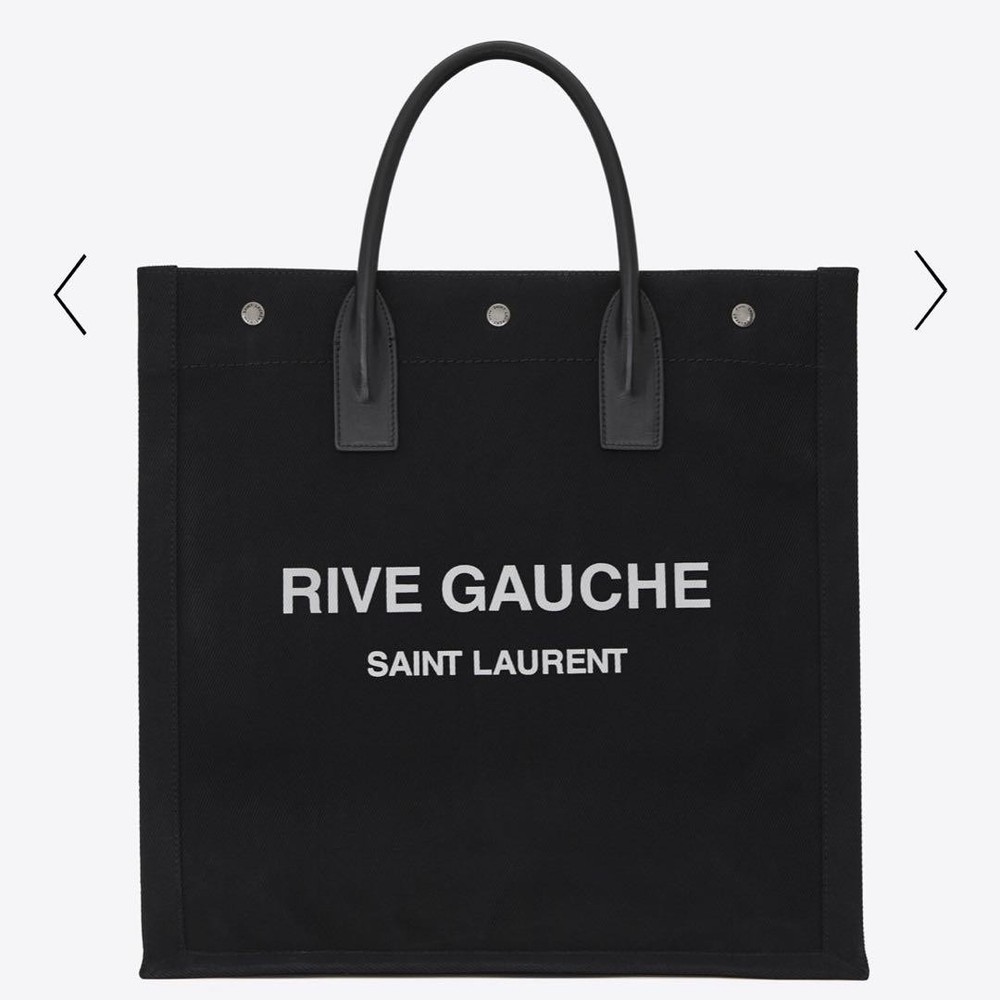 Goku Saint Laurent Beige Canvas Tote Bag with Leather Accents  