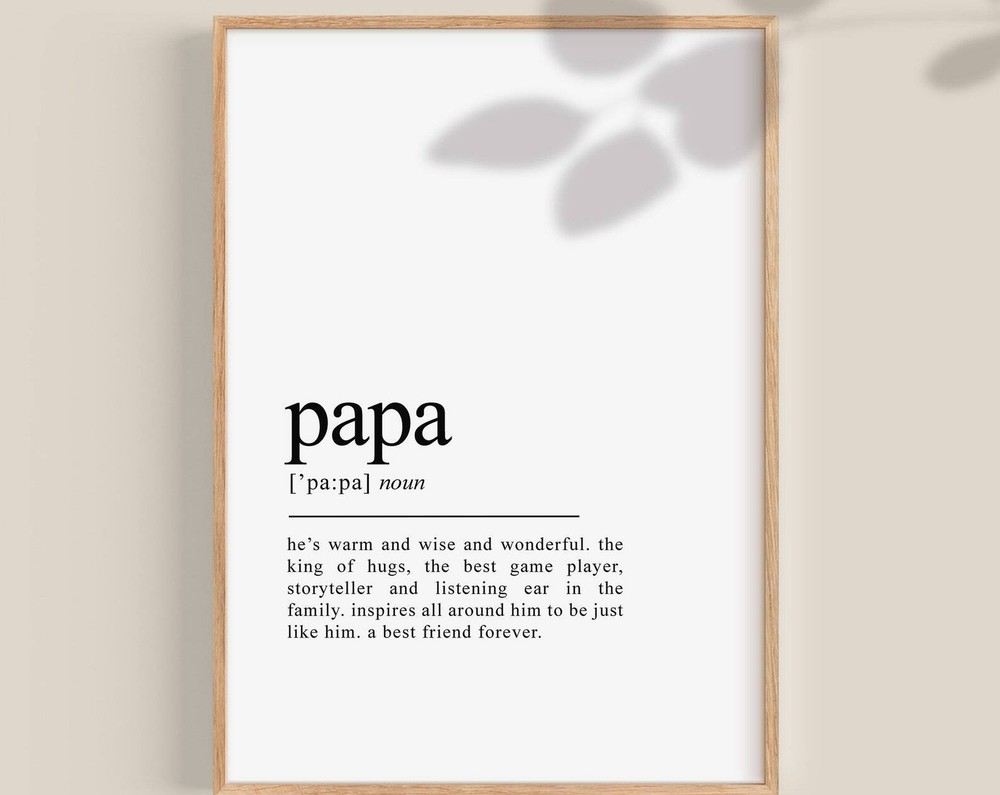 Papa Gifts Papa Definition Dictionary Art Fathers Day Gift Gifts For Dad Wall