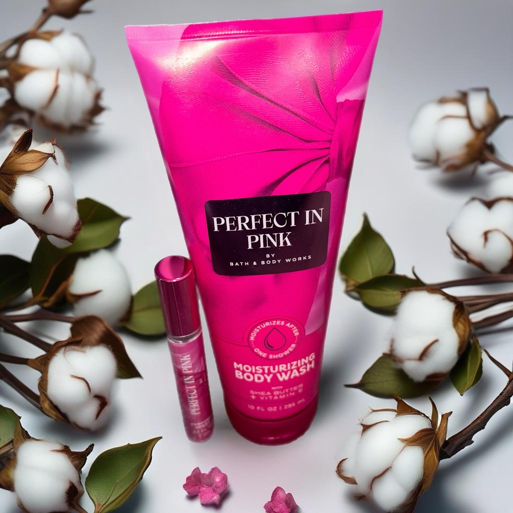 Bath & Body Works Perfect In Pink  Moisturizing Body Wash 10 Oz & Travel Spray