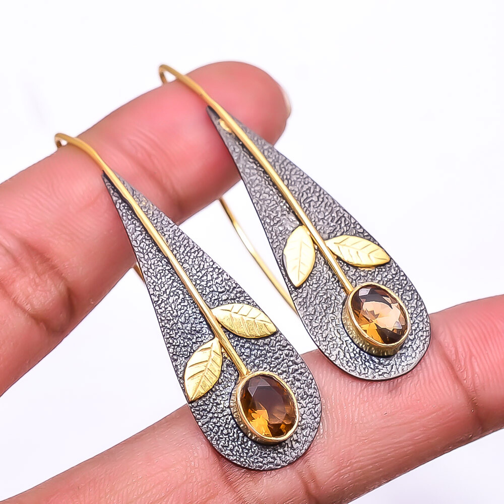 Smokey 925 Silver Black & Gold Rhodium Plated Earring 2.15