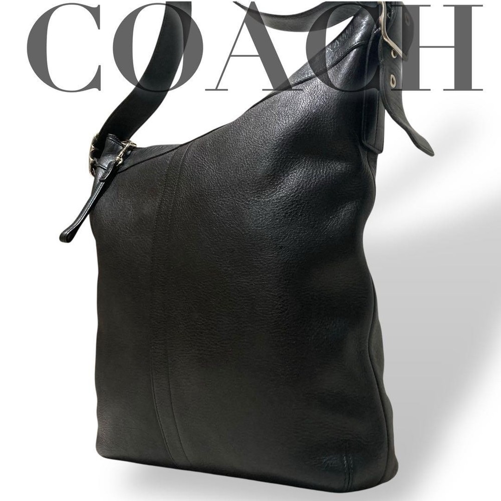 Coach Black Leather Diagonal Shoulder Bag 9177