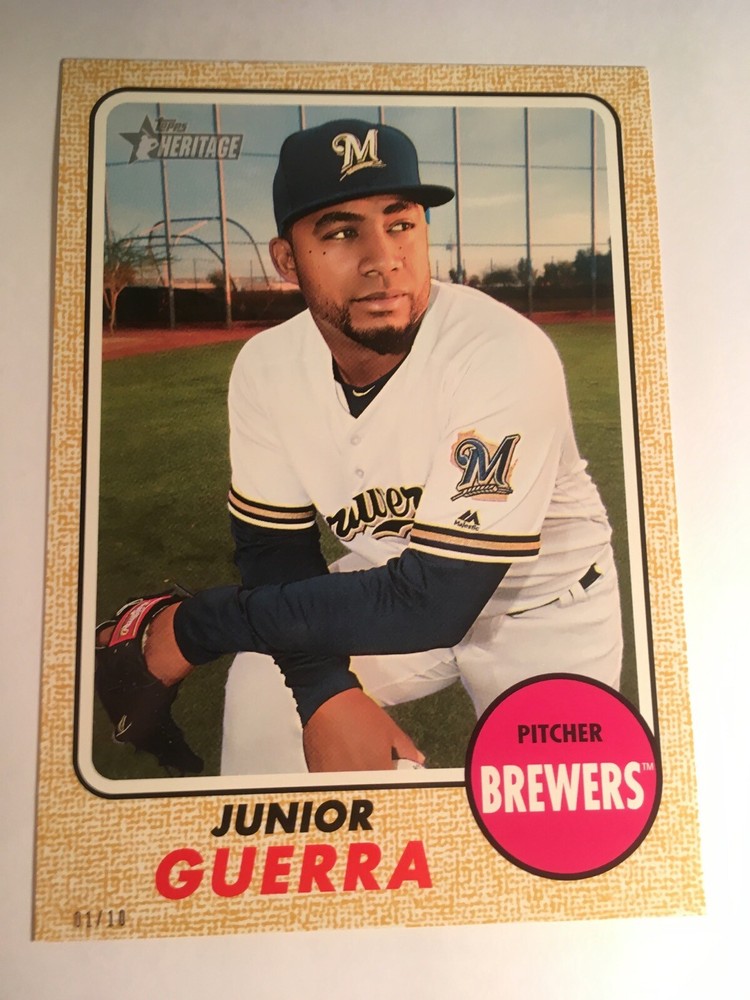 2017 Topps Heritage High Number Jumbo 5x7 Junior Guerra Brewers Gold 01/10 #530