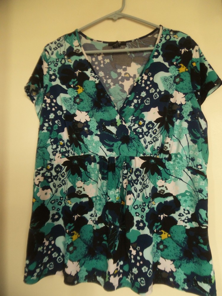 Alfani Woman Short Sleeve Floral Top, Shirt Blouse Sz 1X