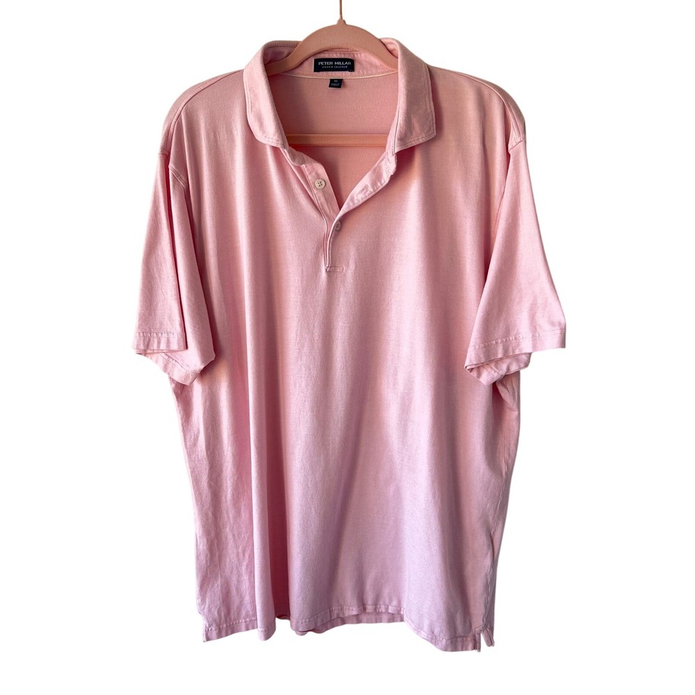 Peter Millar Crown Crafted Pink Stretch Cotton Polo Shirt Mens XL Golf Work
