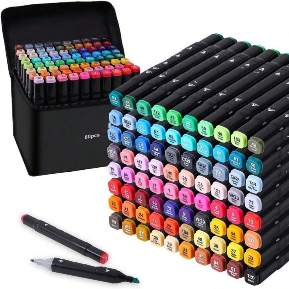 48-168 Color Double-Tip Alcohol Markers for School & Art-image