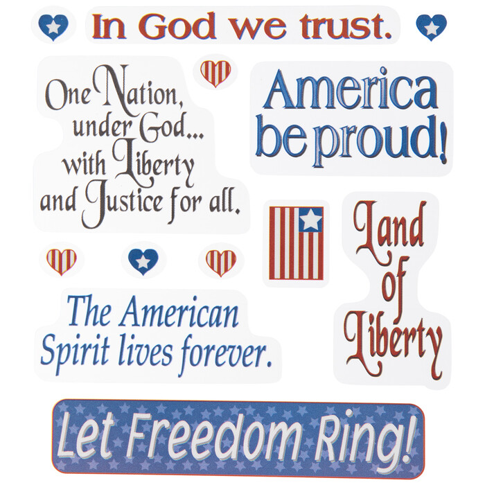2 Sheets 4th Of July Patriotic Sayings Stickers Papercraft Planner Supply USA