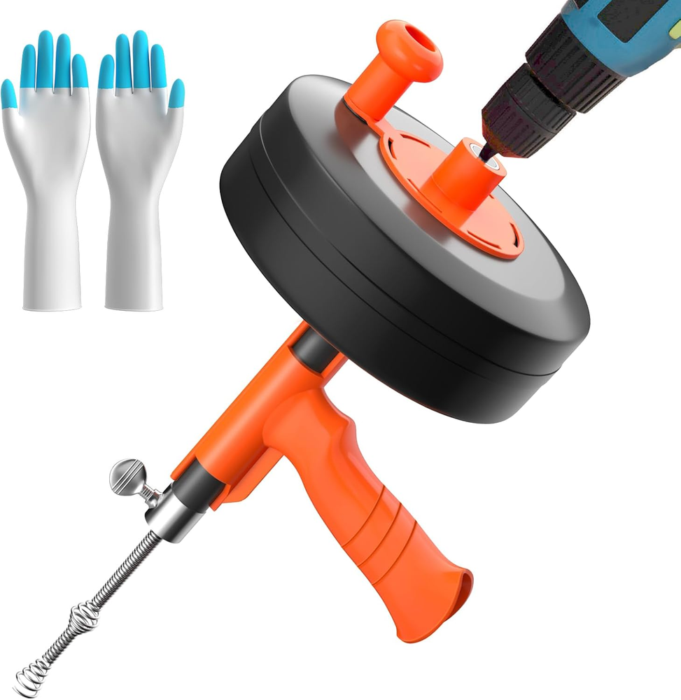 Drain Auger, Plumbing Snake with Drill Adapter, 35Ft Heavy Duty Flexible Sink St