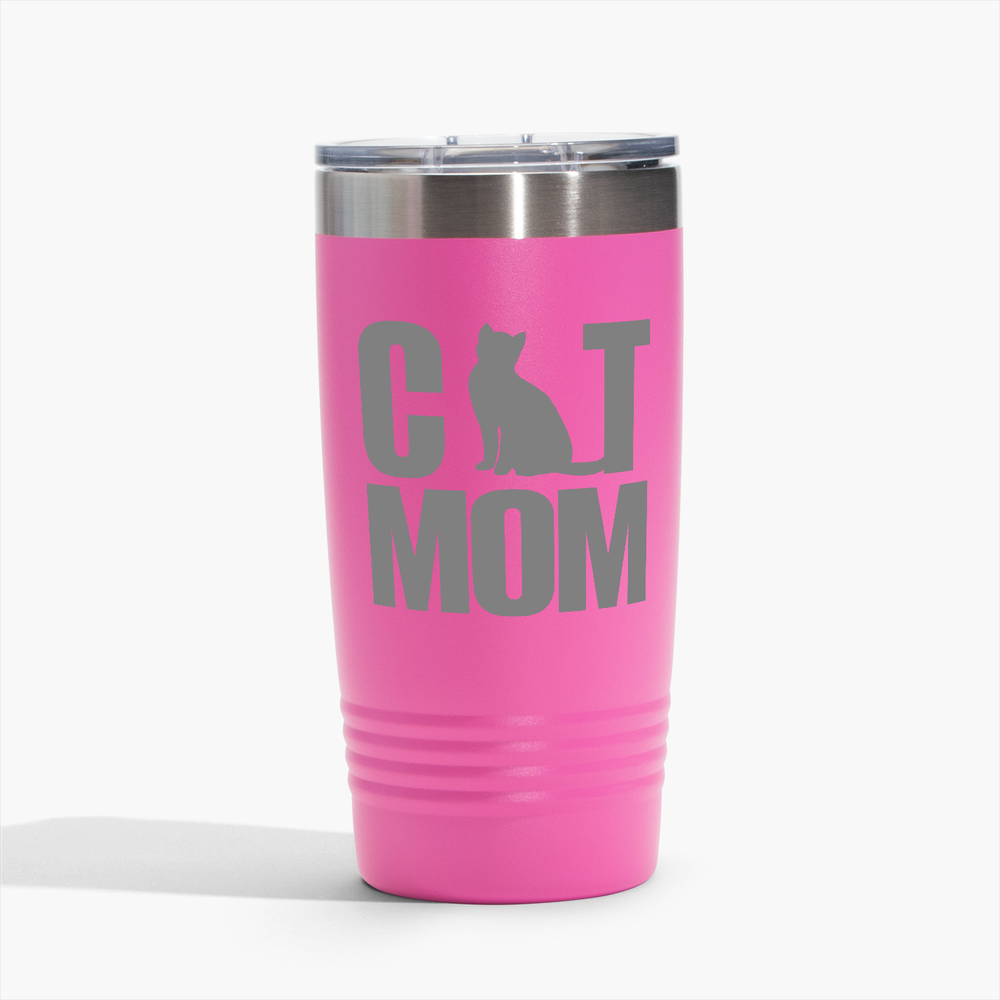 Cat Mom - Pink 20oz Tumbler - Perfect for Gifts! Free Shipping!