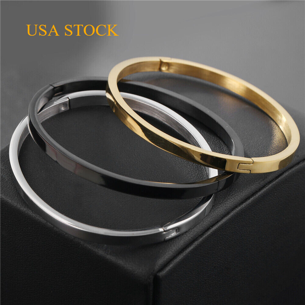 Men's Fashion Jewelry Gold Cuff Stainless Steel Bracelet Gift USA