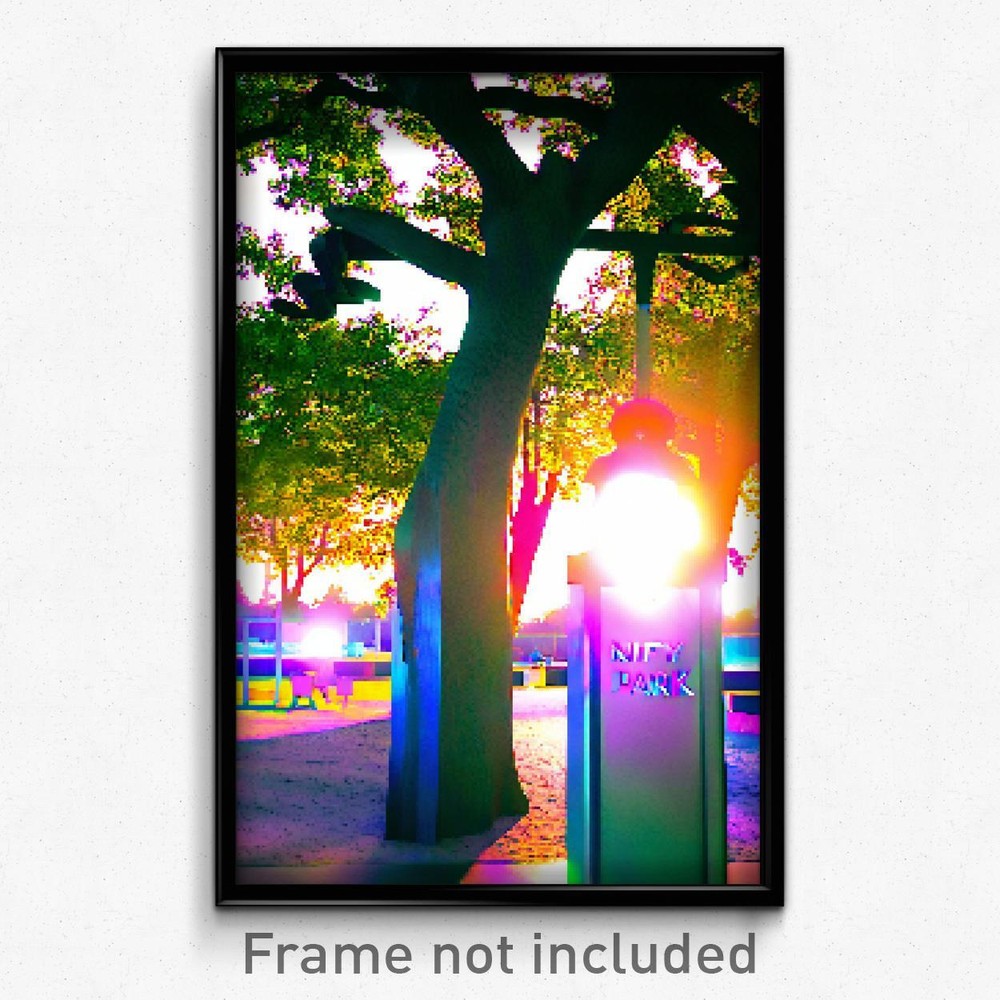 8 Bit Psychedelic Pixel Art Poster - Nifty Park Trippy Video Game Print