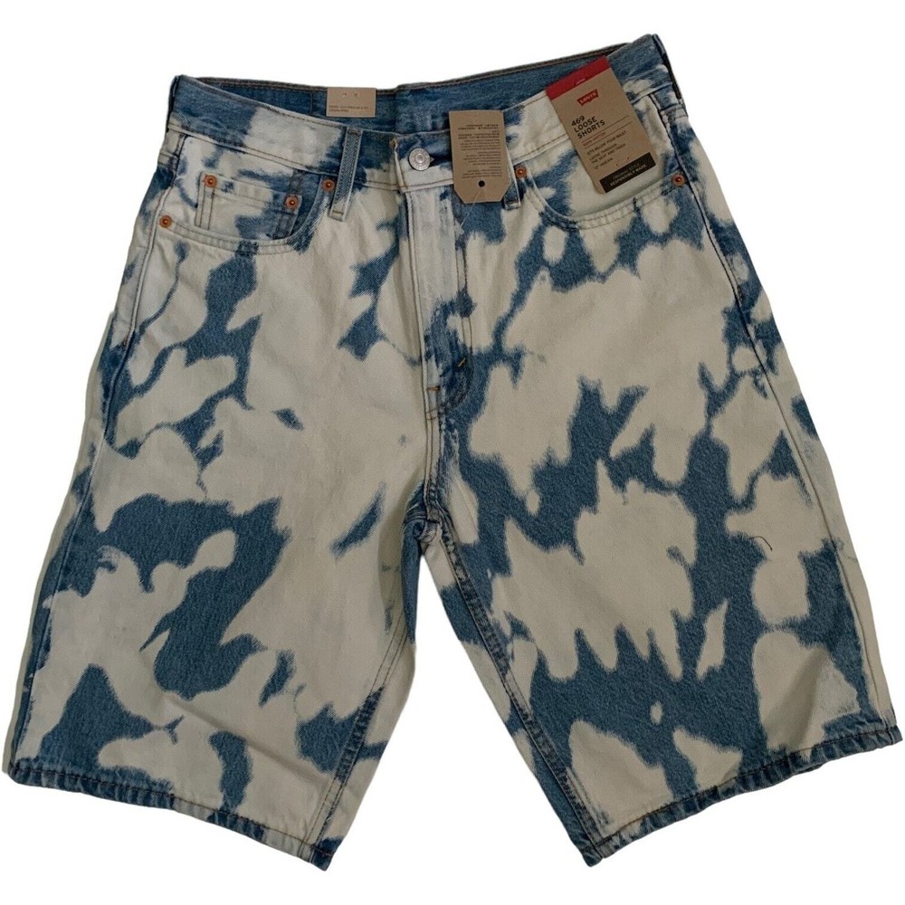 Levi's 469 Loose Jean Shorts Mens Size 30 Acid Wash 12'' Inseam Adult Shorts New